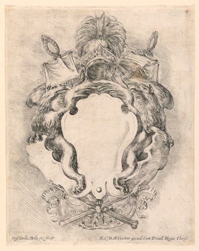 Stemma, No. 4 da "Raccolta di varii cappriccii et nove inventioni di cartelle et ornamenti" da Stefano della Bella