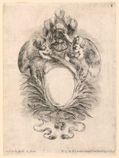 Stemma, n. 5 da "Raccolta di varii cappriccii et nove inventioni di cartelle et ornamenti" da Stefano della Bella