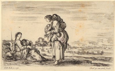 Donne che osservano i bagnanti, foglio 2 della serie “Vari personaggi e paesi” da Stefano della Bella