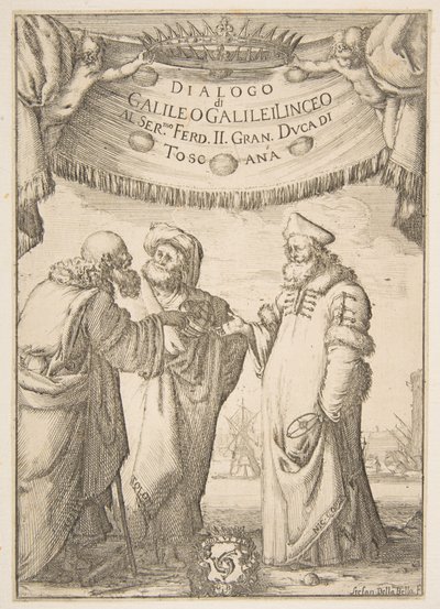 Frontespizio per Dialogo di Galileo Galilei da Stefano della Bella