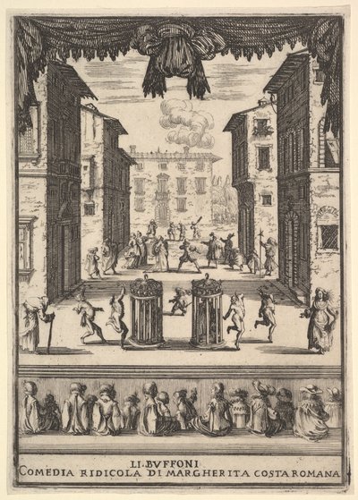 Frontespizio per la commedia I Buffoni da Stefano della Bella