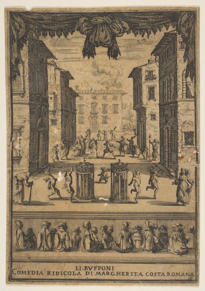 Frontespizio per la commedia Li Buffoni, ca. 1639 da Stefano della Bella