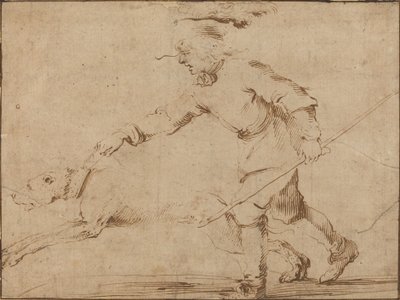 Cacciatore con un cane al guinzaglio da Stefano della Bella
