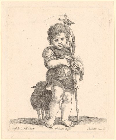 Giovanni Battista da bambino, mentre si stringe la tunica da Stefano della Bella