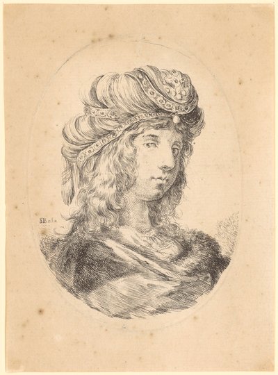 Giovane uomo con il turbante, in profilo a tre quarti verso destra da Stefano della Bella