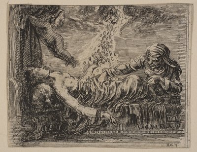 Giove e Danae, dal Gioco della Mitologia da Stefano della Bella
