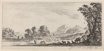 Paesaggio con pastore che guarda il suo gregge, prima del 1647 da Stefano della Bella
