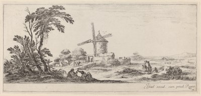 Paesaggio con mulino a vento da Stefano della Bella