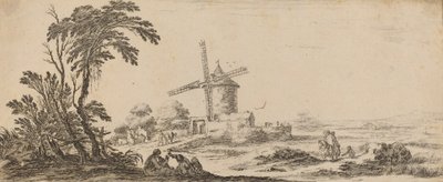 Paesaggio con mulino a vento da Stefano della Bella