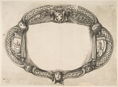 Disegno ornamentale per una tesi sul dispositivo: Quest un soccorso da Stefano della Bella