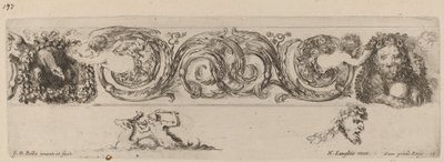 Fregio ornamentale con aquila e leone inghirlandati da bambini, probabilmente 1648 da Stefano della Bella