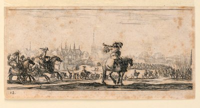 Tavola 12, da "Desseins de Queleques Conduites de Troupes, Canons, et Ataques de Villes" da Stefano della Bella