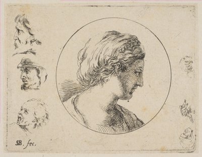 Tavola 4: Testa di Donna in Profilo, dalla Seconda raccolta di vari scarabocchi, ca. 1646 da Stefano della Bella