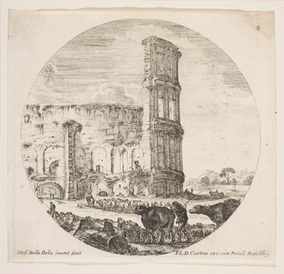 Tavola 8: il Colosseo, due mandrie dirette verso l