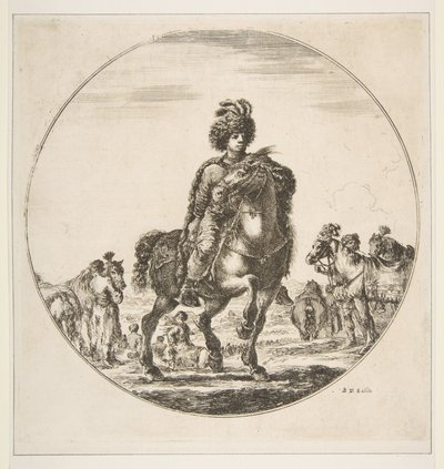 Cavaliere polacco rivolto a destra, una composizione circolare, da Figure a cavallo, ca. 1651 da Stefano della Bella