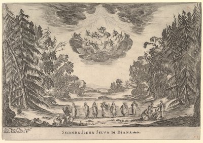 Seconda scena, nella foresta di Diana, da Le nozze degli Dei, 1637 da Stefano della Bella
