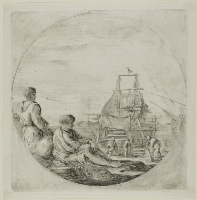 Cantiere con due marinai da Stefano della Bella
