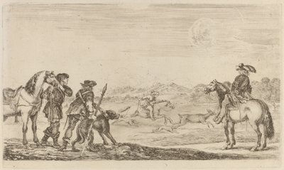 Piccolo cervo inseguito da un cavaliere da Stefano della Bella