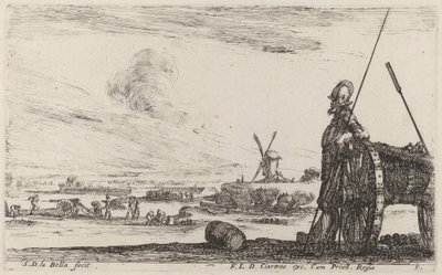 Soldato in armatura e un cannone, c. 1641 da Stefano della Bella