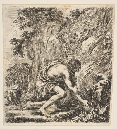 San Giovanni Battista che attinge acqua da una sorgente da Stefano della Bella