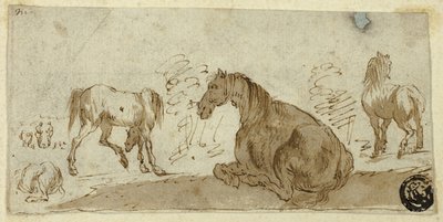 Studi di Cavalli in un Paesaggio da Stefano della Bella