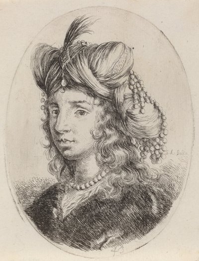 Sultana adornata di perle, girata a sinistra, 1649-1650 da Stefano della Bella