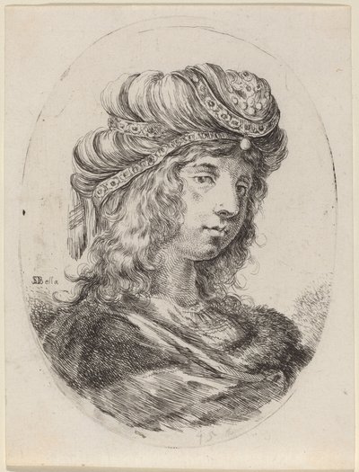 Sultana con turbante a bande, girata a destra da Stefano della Bella