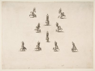 Dieci cavalieri, inclusi cinque che formano una V, 1652 da Stefano della Bella