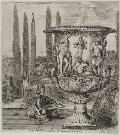 Il Vaso Medici, tavola uno da Le Sei Grandi Vedute di Roma e della Campagna da Stefano della Bella