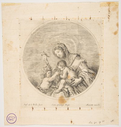 La Vergine e il Bambino con San Giovanni, composizione rotonda da Stefano della Bella