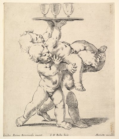 Tre bambini che portano un vassoio da Stefano della Bella