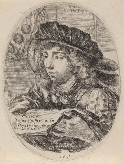 Pagina del titolo per Plusieurs Testes Coiffées a la Persienne, 1650 da Stefano della Bella