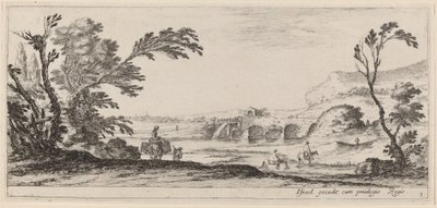 Viaggiatori che guadano un torrente, prima del 1647 da Stefano della Bella