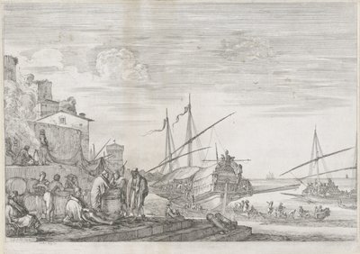 Due galee nel porto di Livorno da Stefano della Bella