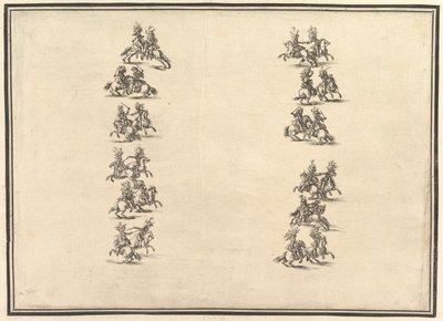 Ventiquattro cavalieri in duello e formazione di due colonne, da La Gara delle Stagioni, 1652 da Stefano della Bella
