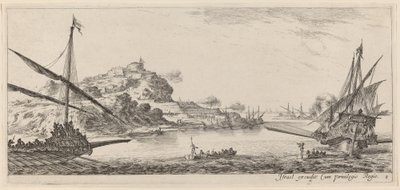 Due galee e i loro lanci, entro il 1647 da Stefano della Bella