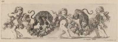 Due leopardi che saltano una festone sostenuta da bambini, probabilmente 1648 da Stefano della Bella