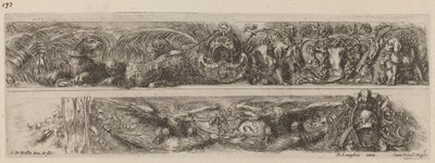 Due bande ornamentali con leopardi e aquile incatenati, probabilmente 1648 da Stefano della Bella