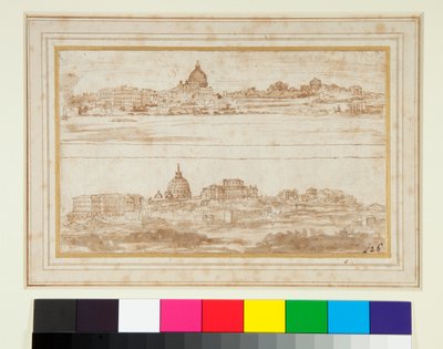 Due vedute di Roma con il Vaticano da Stefano della Bella
