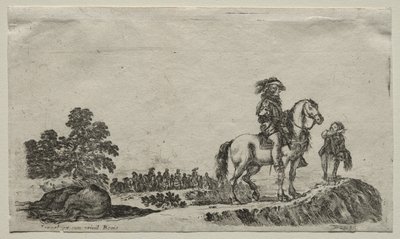 Varie figure e paesaggi: un cavaliere smarrito che chiede la strada, 1649 da Stefano della Bella
