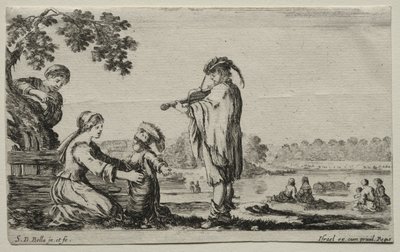 Varie figure e paesaggi: Un violinista, 1649 da Stefano della Bella