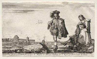 Varie figure e paesaggi: Pagina del titolo - Tre figure da Stefano della Bella