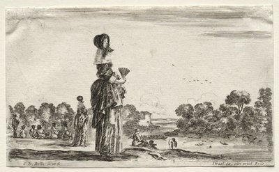 Varie figure e paesaggi: donne che guardano i bagnanti lungo un fiume, 1649 da Stefano della Bella