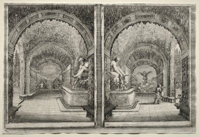 Vedute della Villa di Pratolino: due vedute della grotta da Stefano della Bella