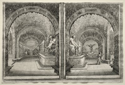 Vedute della Villa di Pratolino: Due Vedute della Grotta da Stefano della Bella