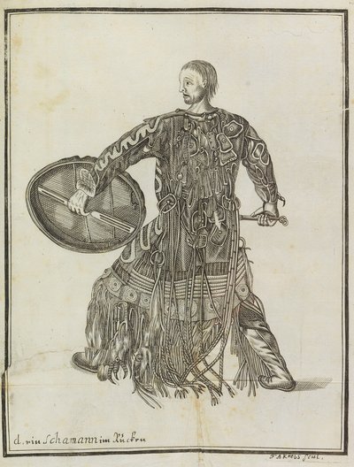 Uno sciamano. Da Descrizione del paese Kamchatka, c. 1750 da Steller