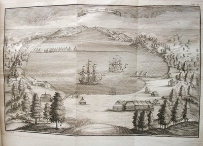 Veduta del porto di Petropavlovsk, 1755 da Stepan Petrovich Krasheninnikov