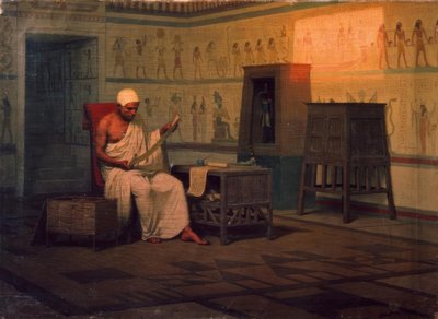 Sacerdote egiziano che legge un papiro da Stepan Wladislawowitsch Bakalowitsch