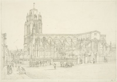 Veduta sud della chiesa di St Mary Redcliffe, c.1835 da Stephen C. Jones