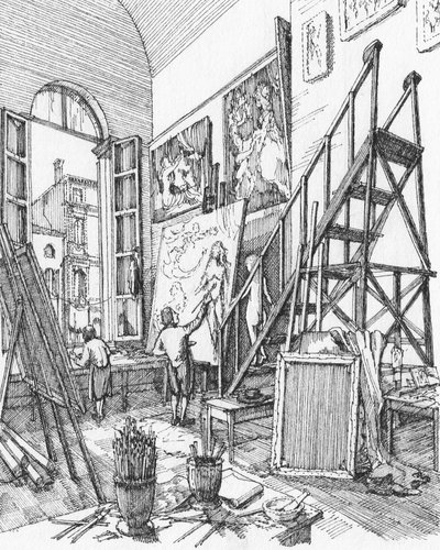 Lo studio di un artista a Venezia da Stephen Conlin